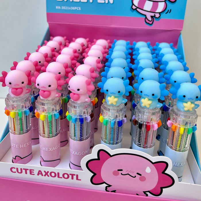 BC Mini Axolotl 10-Color Retractable 1 Single Ball Pen - Kryptonite Character Store