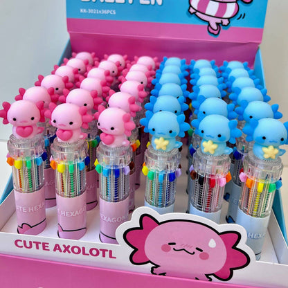 BC Mini Axolotl 10-Color Retractable 1 Single Ball Pen - Kryptonite Character Store