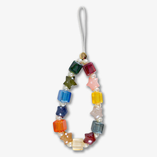 Beaded Phone Charm - Stars and Pearls