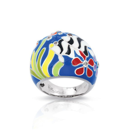 Belle e'toile Sterling Silver Angelfish Blue Ring, Size 7