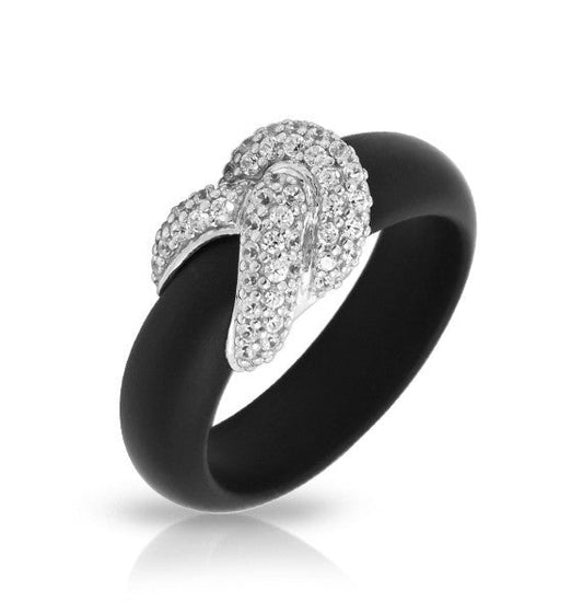 Belle e'toile Ariadne Sterling Silver Black Ring, Size 7