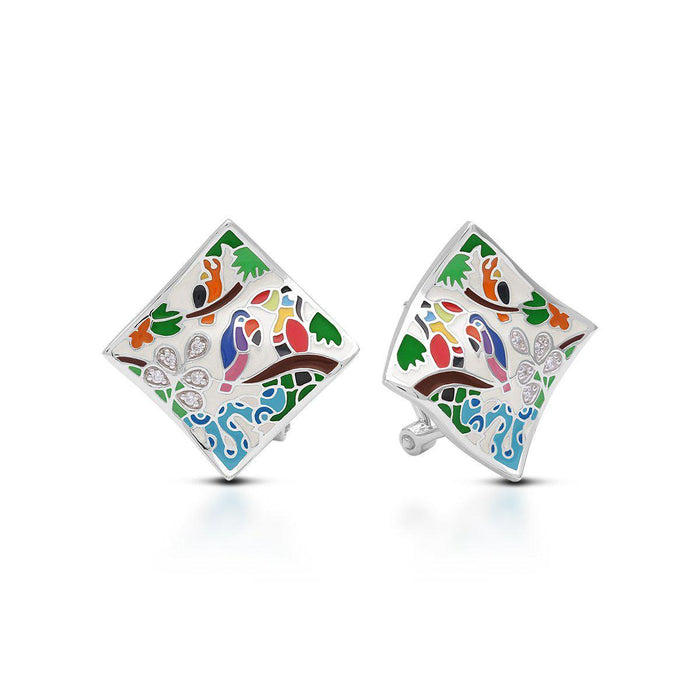 Belle e'toile Sterling Silver Tropical Rainforest Ivory Earrings
