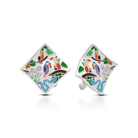 Belle e'toile Sterling Silver Tropical Rainforest Ivory Earrings