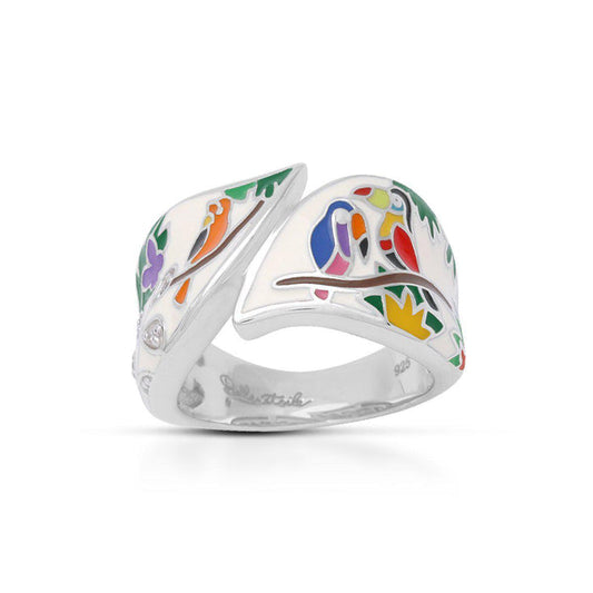 Belle e'toile Sterling Silver Tropical Rainforest Ivory Ring
