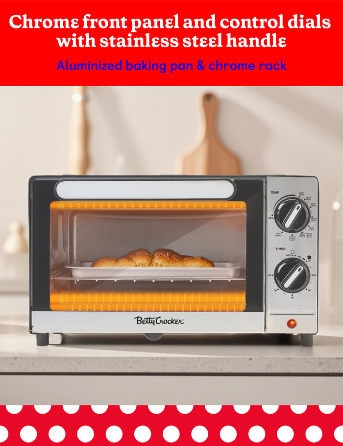 Betty Crocker 9L Toaster Oven, 2-Slice Toaster