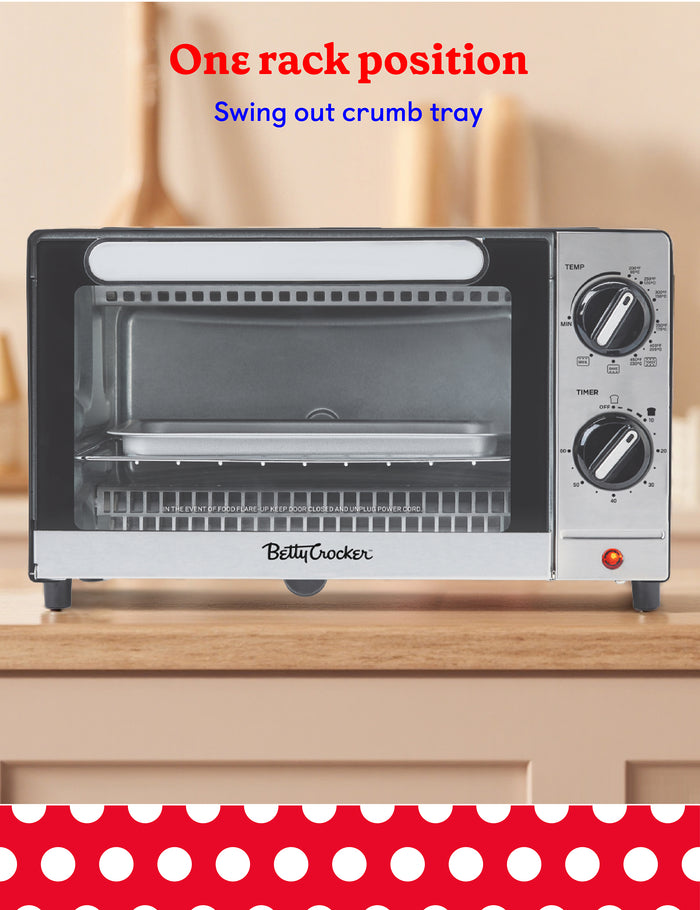 Betty Crocker 9L Toaster Oven, 2-Slice Toaster