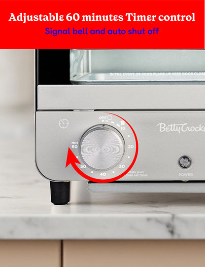 Betty Crocker Mini Toaster Oven, Compact Countertop Oven