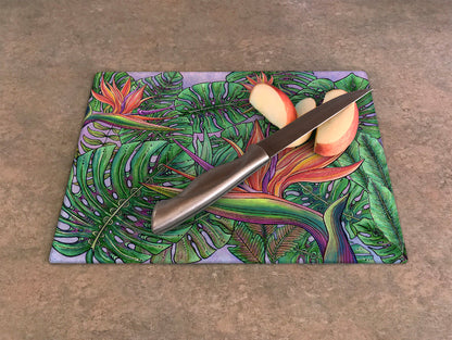 Bird of Paradise with Monstera Cutting Board