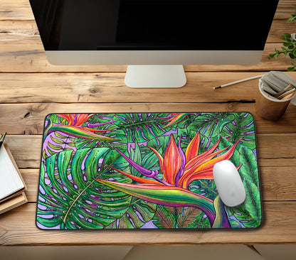 Bird of Paradise with Monstera Desk Mat