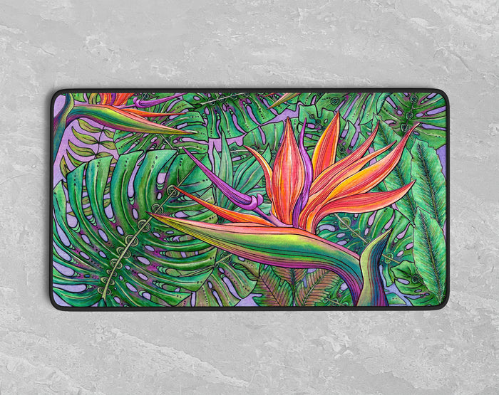 Bird of Paradise with Monstera Desk Mat