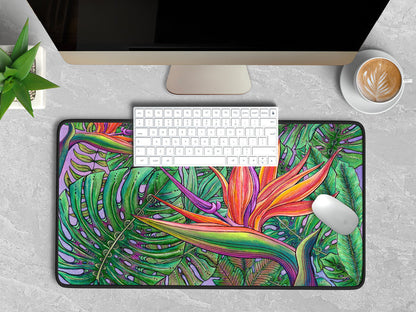 Bird of Paradise with Monstera Desk Mat