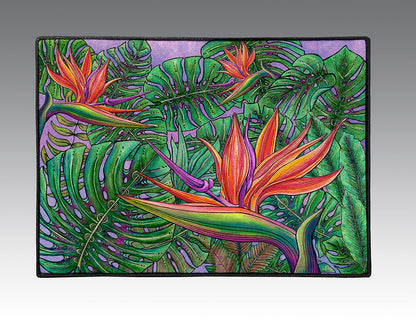 Bird of Paradise with Monstera Door Mat