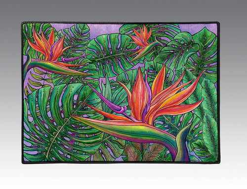 Bird of Paradise with Monstera Door Mat