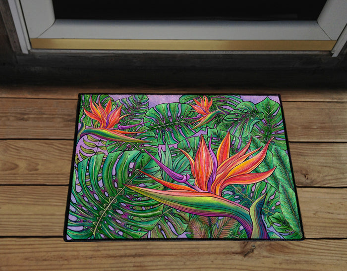 Bird of Paradise with Monstera Door Mat