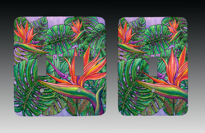 Bird of Paradise with Monstera Light Switch Cover