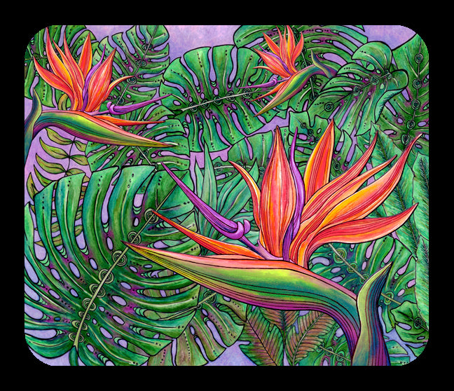 Bird of Paradise with Monstera Mousepad