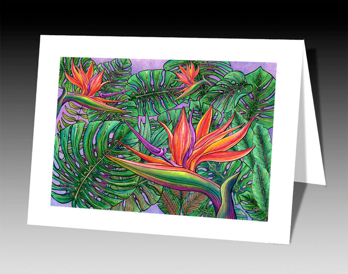 Bird of Paradise with Monstera Notecard