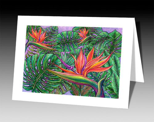 Bird of Paradise with Monstera Notecard