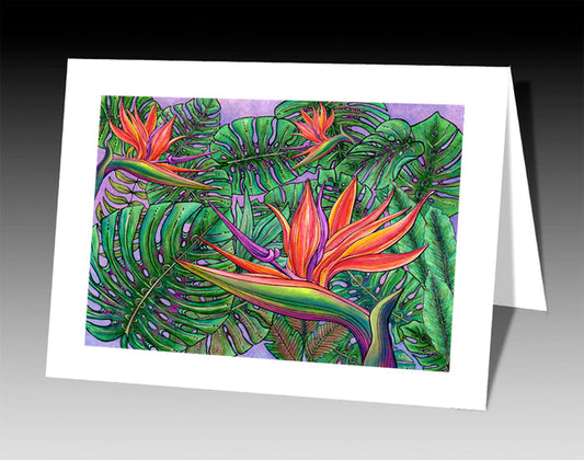 Bird of Paradise with Monstera Notecard