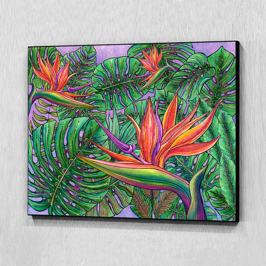 Bird of Paradise with Monstera Wall Art Panel