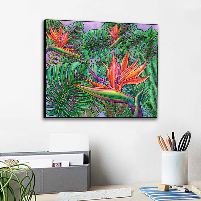 Bird of Paradise with Monstera Wall Art Panel