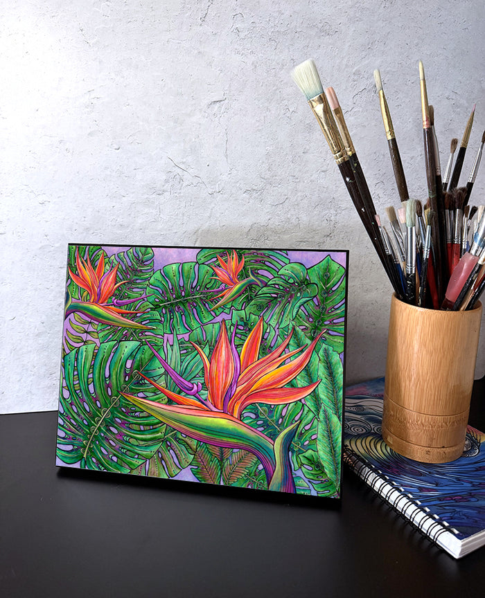 Bird of Paradise with Monstera Wall Art Panel