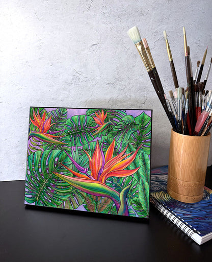 Bird of Paradise with Monstera Wall Art Panel
