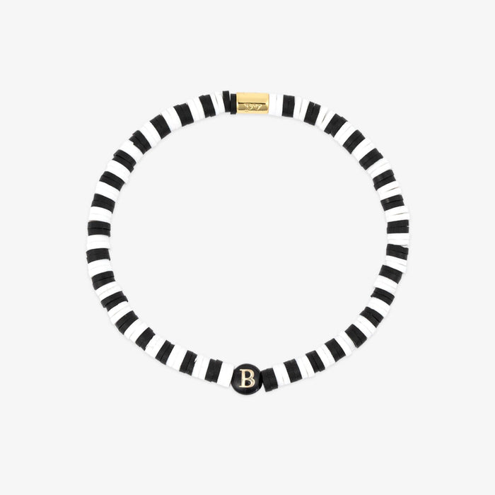 Black and White Alphabet Stretch Bracelet