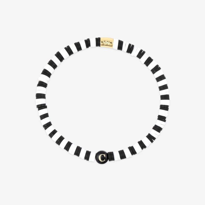 Black and White Alphabet Stretch Bracelet