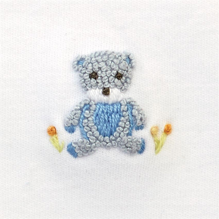 Blue French Knot Bear Bib