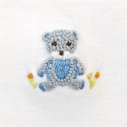Blue French Knot Bear Bib