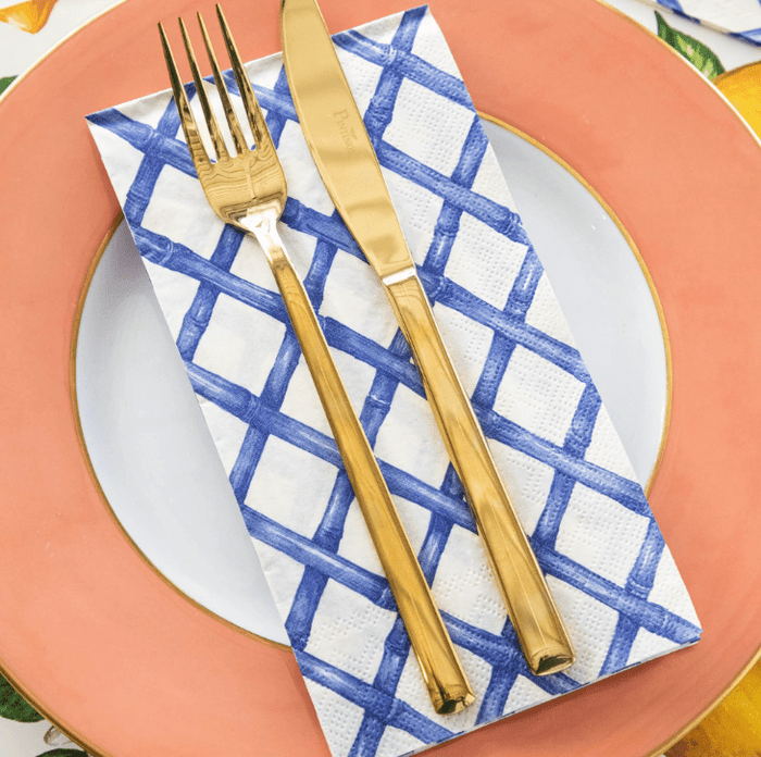 Hester & Cook Party Blue Lattice Napkins