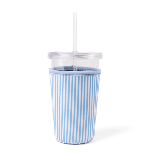 Elyse Breanne Design Large Blue Stripes Drink Sleeve
