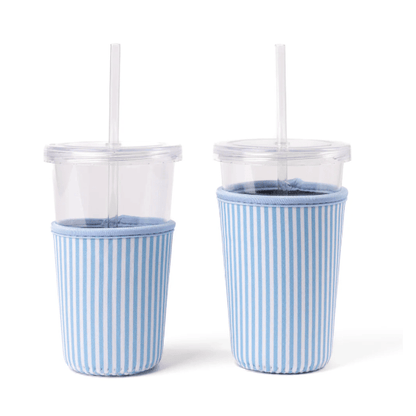 Elyse Breanne Design Blue Stripes Drink Sleeve (Choose Size)