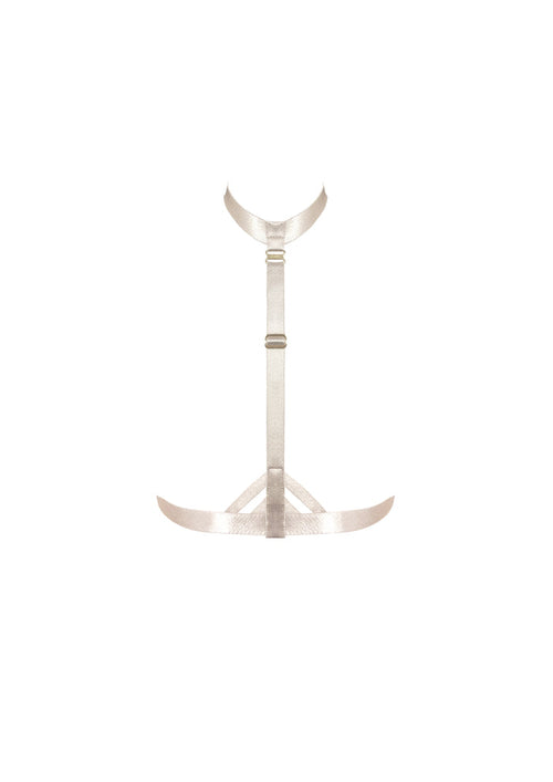 Bordelle Art Deco Cream Satin 24k Gold Plated Harness - House Of Huntington