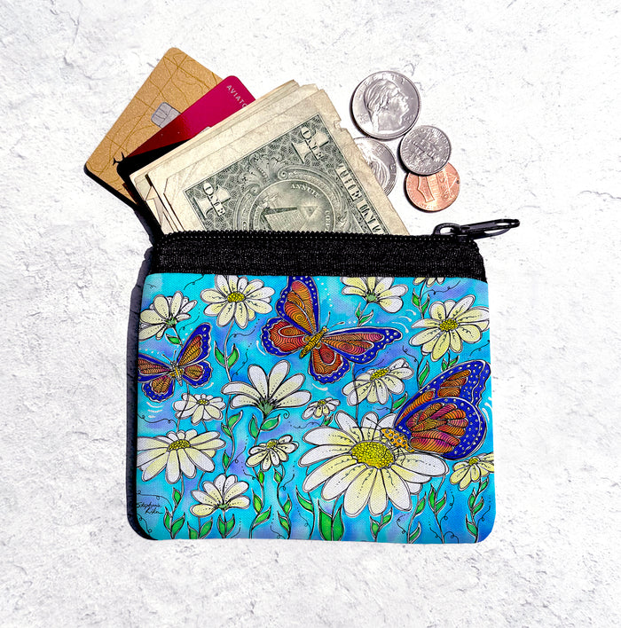 Butterflies on Daisies Coin Bag
