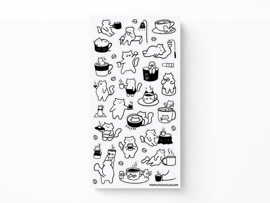 Caffeine Cats 2 Sticker Sheet