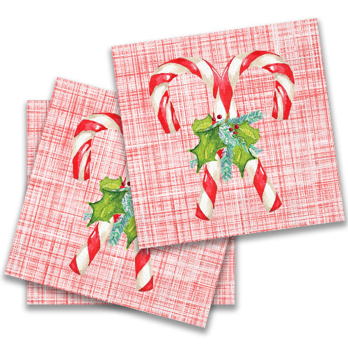 French Graffiti Candy Canes with Greens Cocktail Napkin