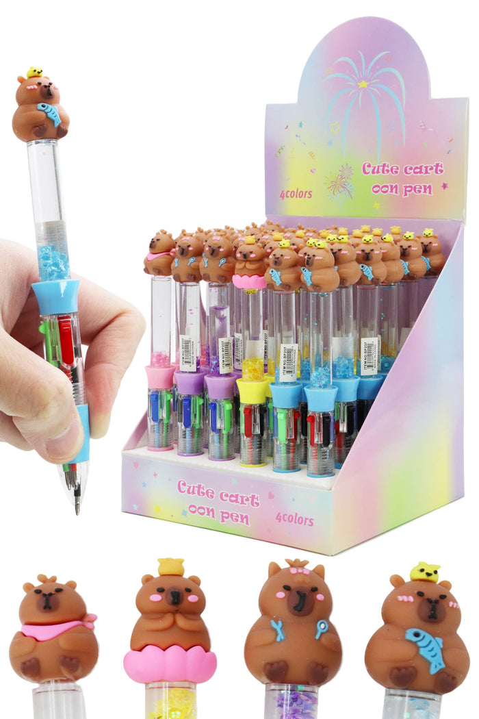 Capybara Bead Liquid Filled 4-Color Pen - 1 pcs