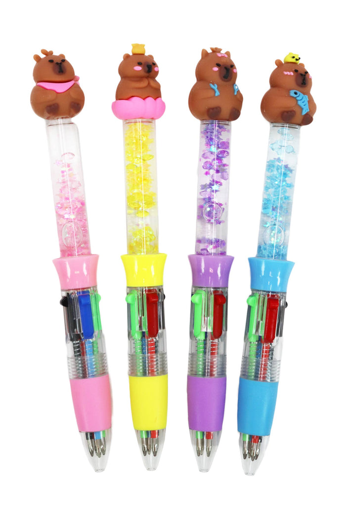 Capybara Bead Liquid Filled 4-Color Pen - 1 pcs