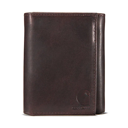 Carhartt oil tan leather trifold rodeo wallet in brown with multiple card slots