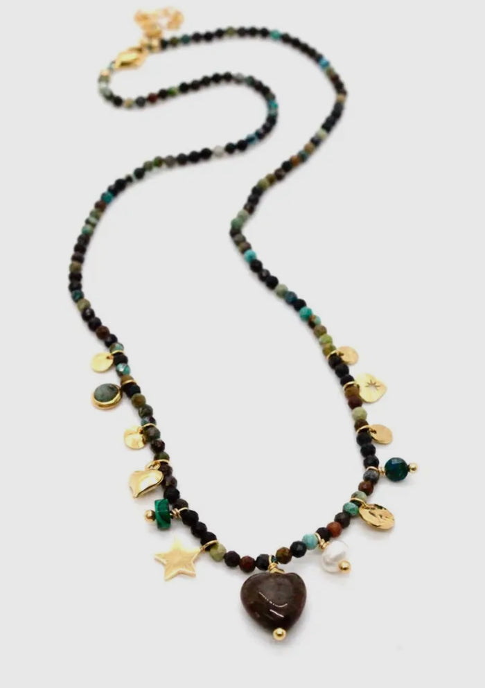 CC AFRICAN TURQUOISE MINI CHARM NECKLACE