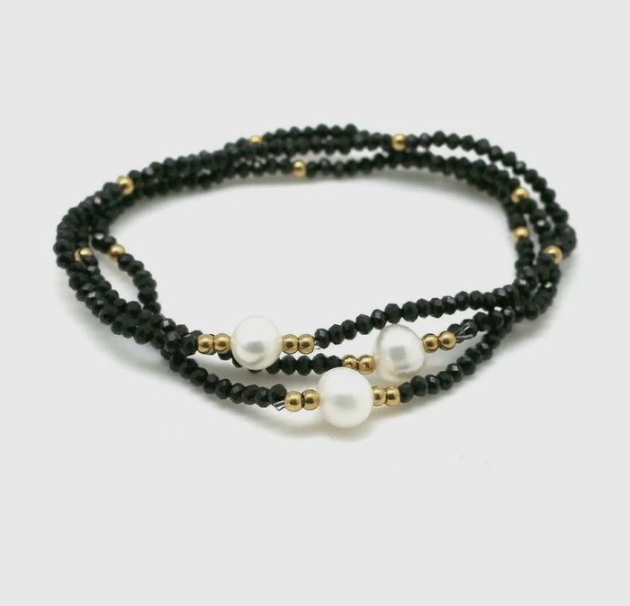 CC Crystal  & pearl stretch bracelet