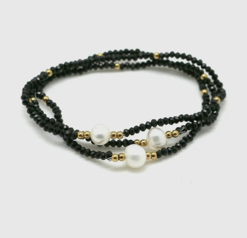 CC Crystal  & pearl stretch bracelet