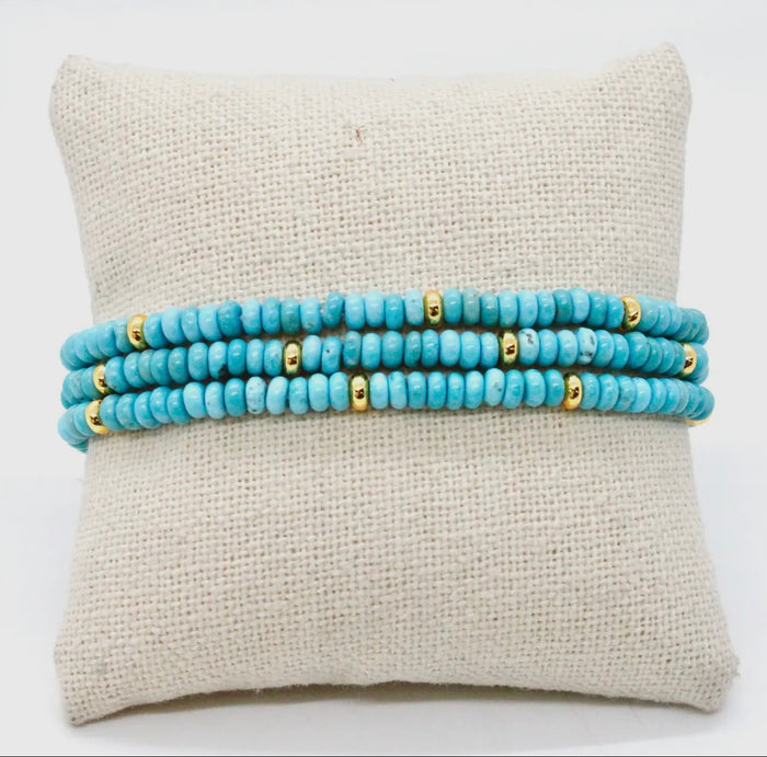 CC STONE AND GOLD BEAD BRACELET