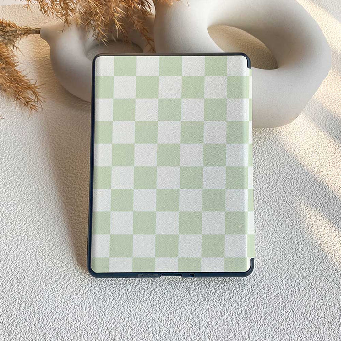 Checkerboard Art | Kindle Case - Light Green
