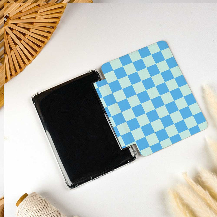 Checkerboard Art | Kindle Case - Maya Blue