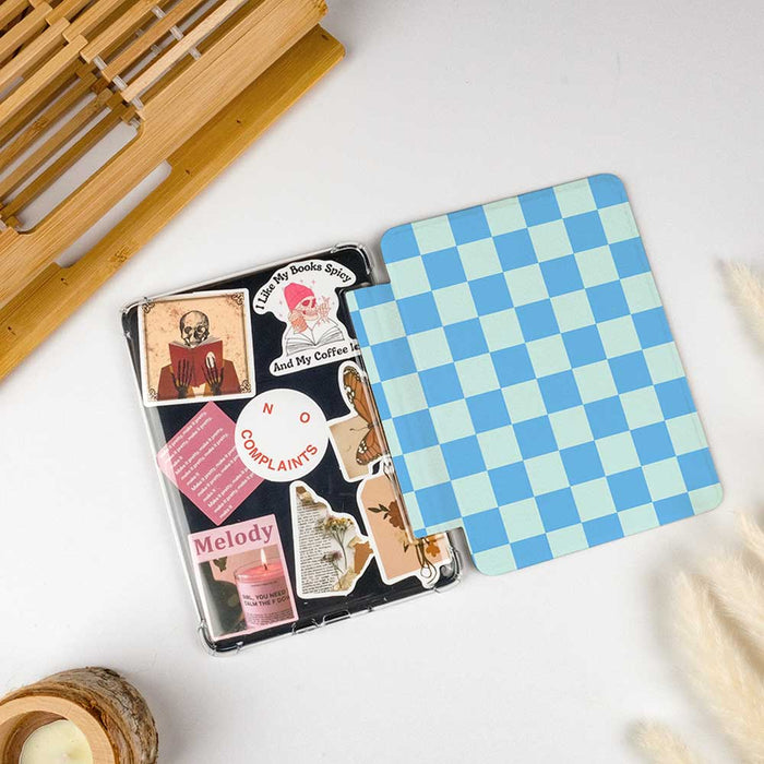 Checkerboard Art | Kindle Case - Maya Blue