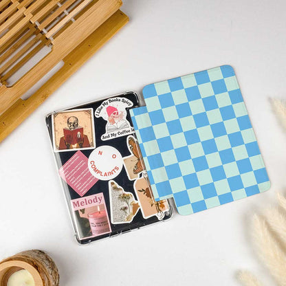 Checkerboard Art | Kindle Case - Maya Blue