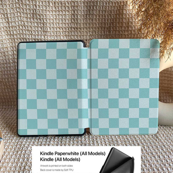 Checkerboard Art | Kindle Case - Tiffany Blue